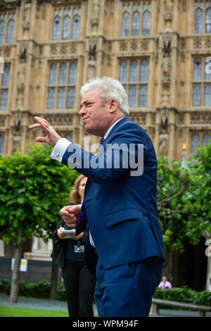 New Palace Yard, Westminster, London, UK. 26th June, 2019. Speaker of the House of Commons and Buckingham MP The Rt Hon John Bercow MP attends an LTA Parliamentary Drop-In to back the LTA's plans for Tennis Opened Up which will provide more tennis facilities for young people across the UK. Credit: Maureen McLean/Alamy Stock Photo