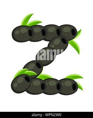Vegetable letter Z olive style cartoon vegetable design flat vector illustration isolated on white background. Stock Vector