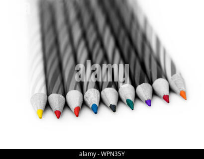 Coloured pencils, crayons, white background Stock Photo