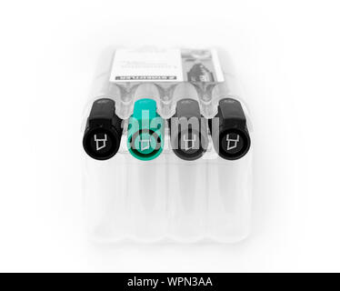 Permanent markers, felt tip pens, white background Stock Photo