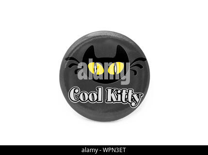 Red badge with Cool Kitty, cat design, white background Stock Photo