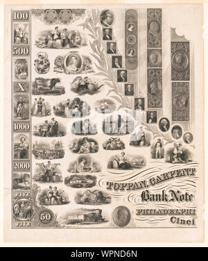 Specimen Sheet of Bank Note Engraving 1917 by Asher Brown Durand Stock ...