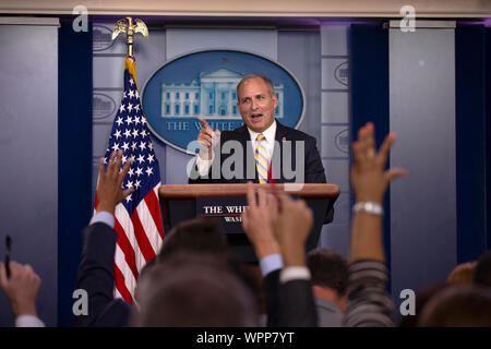 Acting Commissioner of Customs and Border Protection Mark Morgan speaks to the press during a briefing in the James S. Brady Briefing Room at the White House in Washington, DC, U.S. on September 9, 2019. Credit: Stefani Reynolds/CNP /MediaPunch Stock Photo