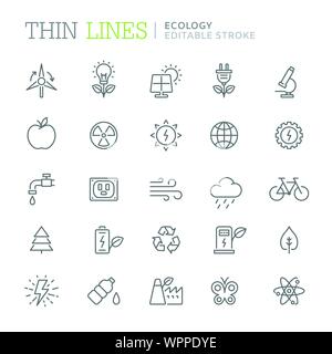 Collection of ecology related line icons. Editable stroke Stock Vector