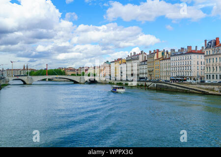 View of the Saone river, in Lyon, France Stock Photo