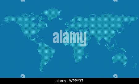 Halftone world map background - vector graphic from dots Stock Vector