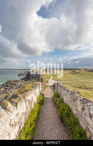 A view from Tŵr Mawr lighthouse on Llanddwyn Island part of Newborough Warren National Nature Reserve, Anglesey, North Wales, UK Stock Photo