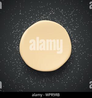 rolled out round dough on dark Stock Vector