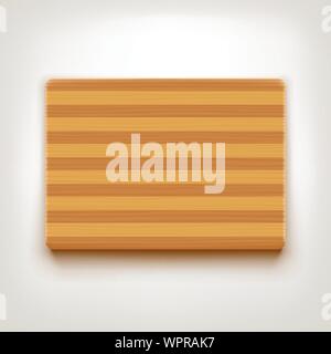 realisitc wooden cutting board on bright Stock Vector