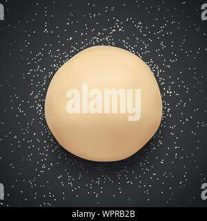 round dough and flour on dark background Stock Vector