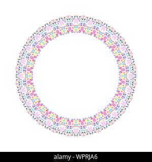 Geometrical gravel mosaic round frame - circular abstract vector element Stock Vector