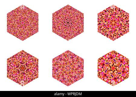 Isolated tiled mosaic hexagon symbol collection - geometrical hexagonal vector designs elementss with geometric shapes Stock Vector