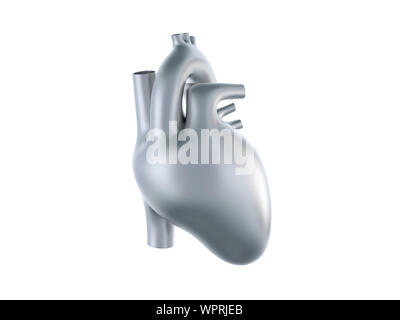 Human metal heart isolated on white Stock Photo