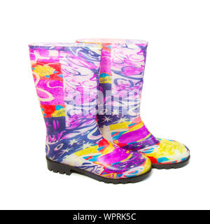 rubber boots on white background Stock Photo