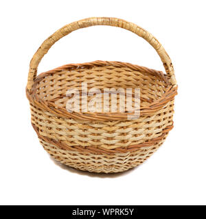 Empty wooden wicker basket Stock Photo