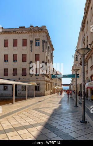 Looking down Marmontova ulica in Split towards the harbour Stock Photo