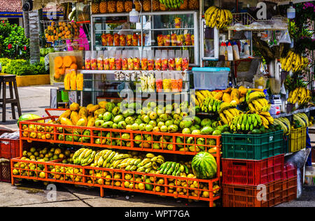 View on Stand selling juice in the plaza in Salento, Colombo Stock Photo