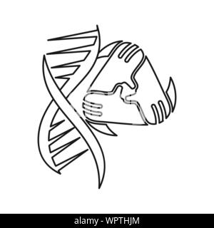 genetic hand Commitment Teamwork Together Outline Logo Stock Vector