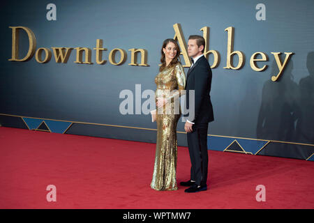 London, UK. 09th Sep, 2019. London - England - Sep 9: Jessica Blair Herman and Allen Leech attend the 'World Premiere Of Downton Abbey' in Leicester Square, London, UK on the 9 September 2019. Gary Mitchell/Alamy Live News Stock Photo