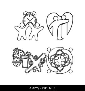 love time food Commitment Teamwork Together Outline Logo Stock Vector