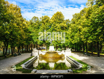 View on histroical Vater Rhein fountain in Munich, Germany Stock Photo