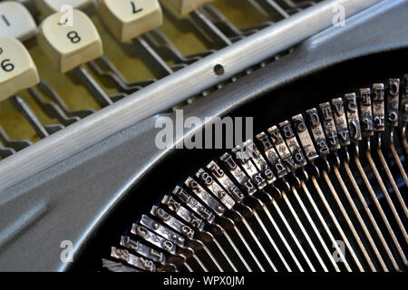 Detail on typefaces of an old typewriter Stock Photo