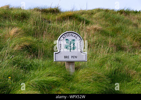 National Trust sign for Bre Pen, Cornwall, England UK Stock Photo