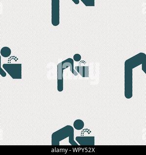 drinking fountain icon sign. Seamless pattern with geometric texture. Vector Stock Vector
