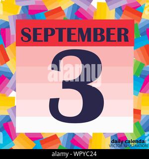 September 3 icon. For planning important day. Banner for holidays and special days. Vector illustration Stock Vector