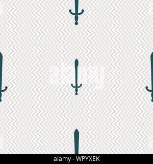 the sword icon sign. Seamless pattern with geometric texture. Vector Stock Vector