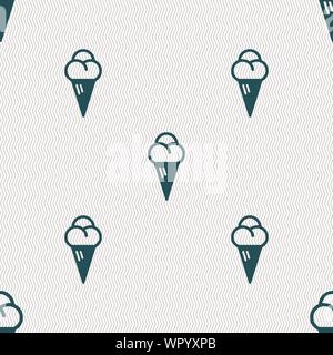 ice cream icon sign. Seamless pattern with geometric texture. Vector Stock Vector