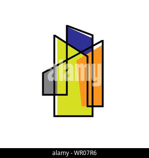 thin sign of building house Modern Real estate Apartment flat line logo Vector icon Stock Vector