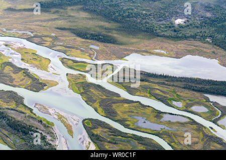 Aerial view of The Dezadeash River in Yukon, Canada Stock Photo