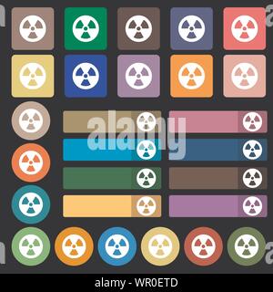 radiation icon sign. Set from twenty seven multicolored flat buttons. Vector Stock Vector