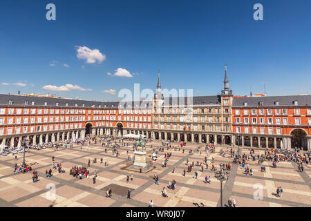 Madrid Spain, aerial view city skyline at Plaza Mayor Stock Photo