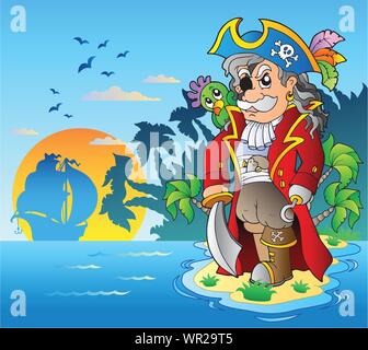 Noble corsair standing on island Stock Vector