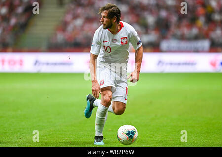 Warsaw, Poland. 09th Sep, 2019. Grzegorz Krychowiak from Poland seen in action during the Euro 2020 Qualifiers (Group G) match between Poland and Austria.(Final score; Poland 0:0 Austria) Credit: SOPA Images Limited/Alamy Live News Stock Photo