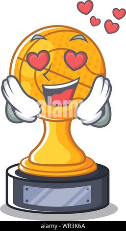 In love basketball trophy character shaped on cartoon Stock Vector