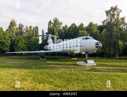 Voronezh, Russia - July 14, 2018:  Monument to the legendary Tu-134 aircraft, Voronezh Airport Stock Photo