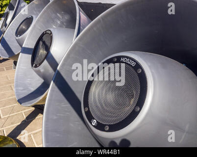 Voronezh, Russia - August 30, 2018: Huge sound system speakers Stock Photo