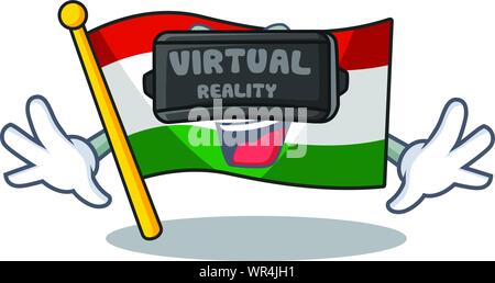 Virtual reality flag hungary isolated with the cartoon Stock Vector