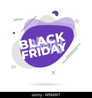 Modern liquid abstract BLACK FRIDAY text flat style design fluid amoeba color vector illustration banners or flyer leflet icon sign. Stock Vector