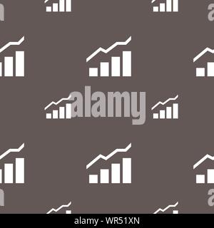 Growth and development concept. graph of Rate icon sign. Seamless pattern on a gray background. Vector Stock Vector