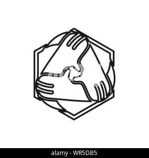 triangle hand Commitment Teamwork Together Outline Logo vector Stock Vector