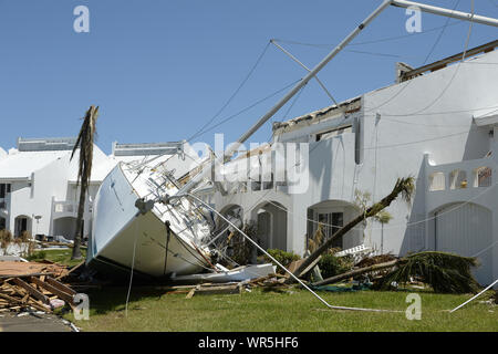 Treasure Cay, The Bahamas. 9th Sep 2019. Damage to homes and property from Hurricane Dorian is seen at Treasure Cay in the Bahamas on September 9, 2019.      . Credit: UPI/Alamy Live News Stock Photo