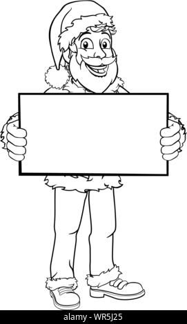 Young Santa Claus Holding Sign Christmas Cartoon Stock Vector