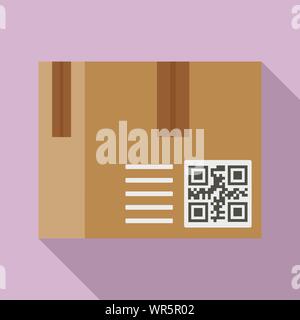 Parcel qr code icon. Flat illustration of parcel qr code vector icon for web design Stock Vector