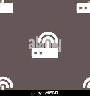 Wi fi router icon sign. Seamless pattern on a gray background. Vector Stock Vector