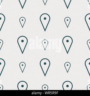 map poiner icon sign. Seamless pattern with geometric texture. Vector Stock Vector