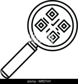 Magnify glass qr code icon. Outline magnify glass qr code vector icon for web design isolated on white background Stock Vector